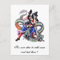 Coola Japanska Samurai Fight Dragon tatuering