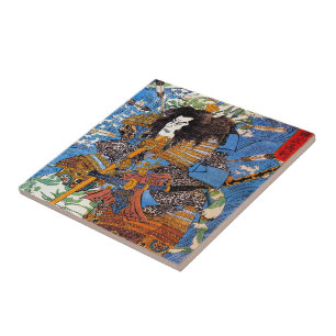 Coola japanskt legendary Samurai Sanin Warrior art Kakelplatta