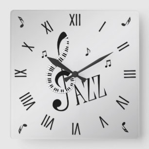Coola Jazz Roman Numerals Fyrkantig Klocka