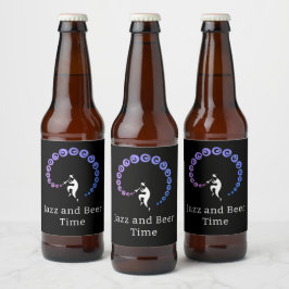 Coola Jazz Trumpet Musician Blue Lilac Beer Label Ölflaska Etikett