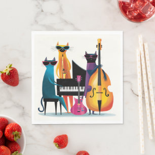 Coola Jazzkatmusiker Band Pappersservett