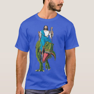 Coola Jesus Riding Dinosaur Funny Christian Dino T Shirt