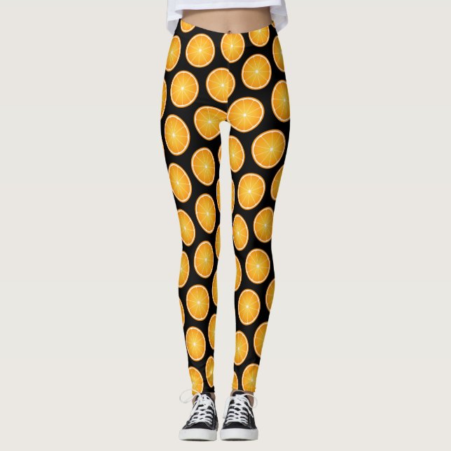 Coola Juicy Orange-fruktskivor mönster på svart Leggings (Framsida)