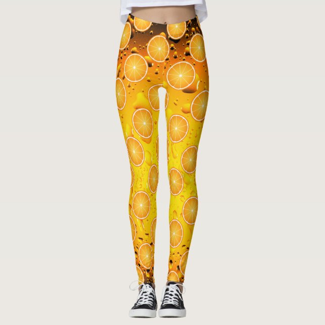 Coola Juicy Orange segmenterar mönster på droppar  Leggings (Framsida)