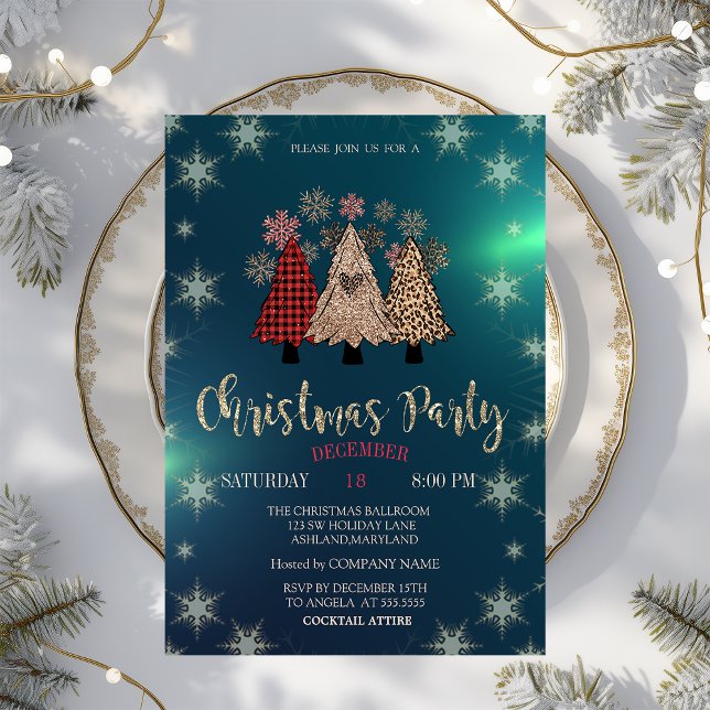 Coola jul Gräs Träd, Grönt Company Party Inbjudningar (Skapare uppladdad)