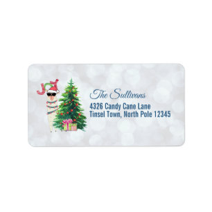 Coola Jul Llama Joy Typography Bokeh Tillbaka Adressetikett