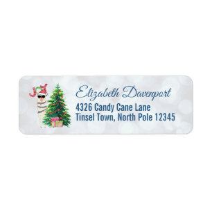 Coola Jul Llama Joy Typography Bokeh Tillbaka Returadress Etikett