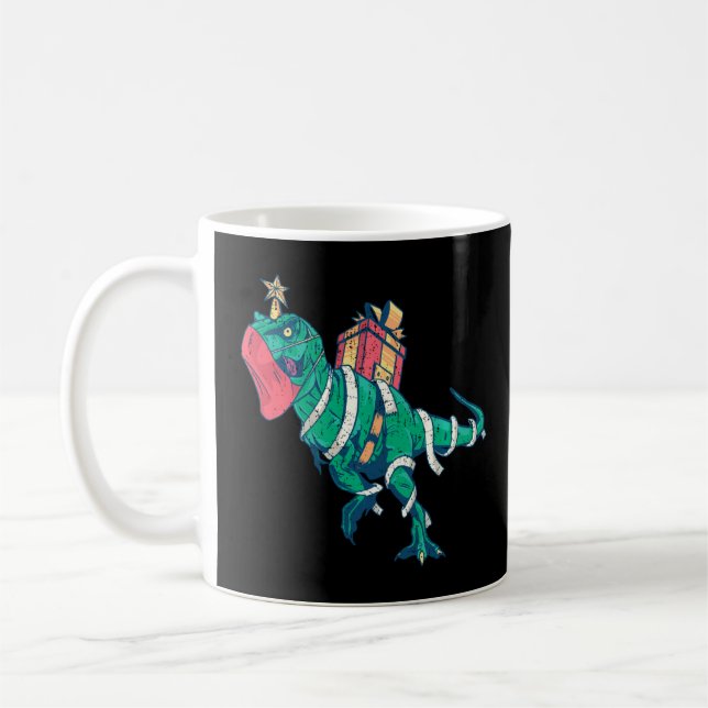 Coola: Jul Trex Dinosaur Funny Party Apparel Kaffemugg (Vänster)