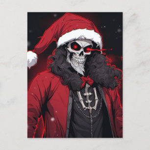 Coola Julafton Julhelg Skull Santa Bone Tuxedo Helg Vykort