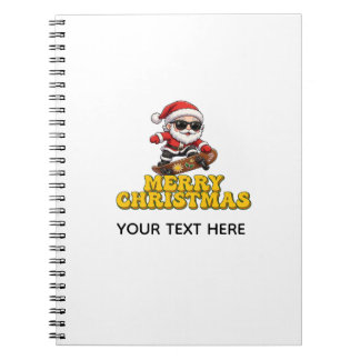 Coola jultomten Skateboardar God Jul Anteckningsbok