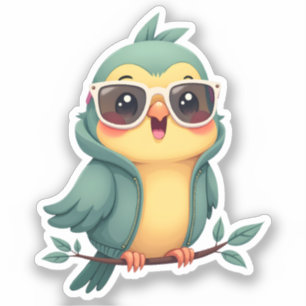Coola Jungle Parrot   Tropical Kawaii Bird Klistermärken