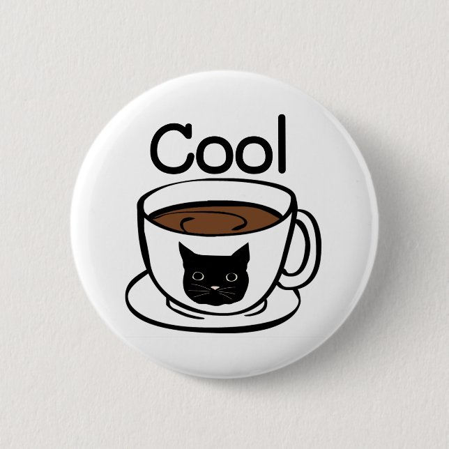 Coola kaffekatt kopp ansikte, söt citattecken knapp (Framsida)