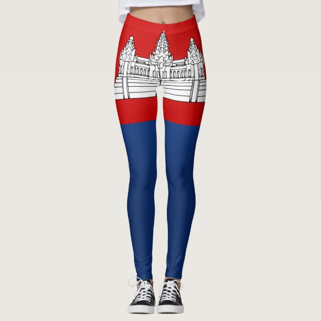 Coola Kambodja Flagga Mode Leggings (Framsida)