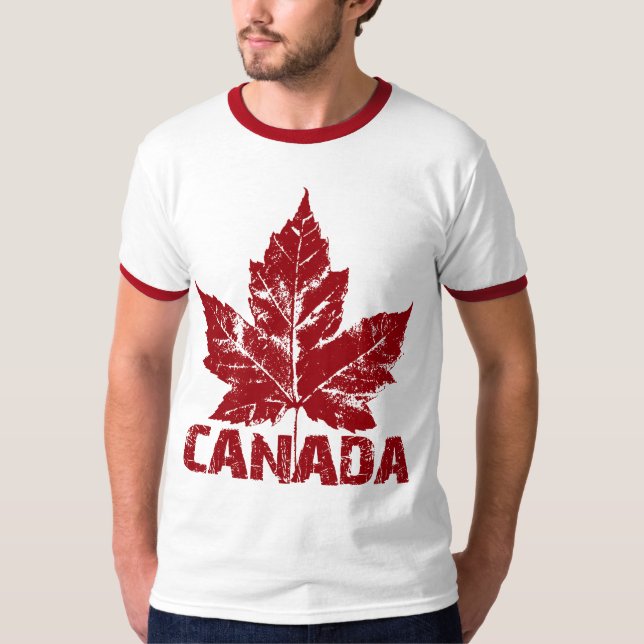 Coola Kanada T-shirt Retro Maple Löv Souvenir (Framsida)