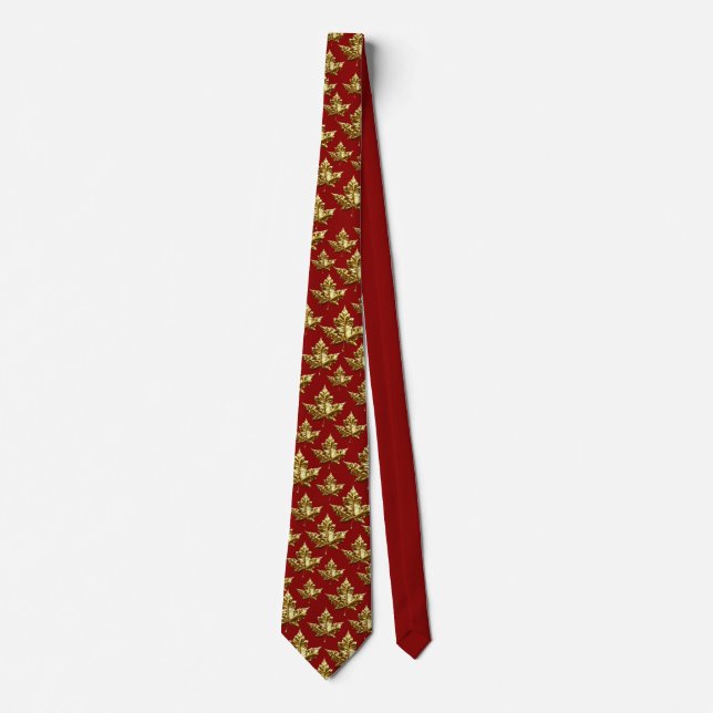 Coola Kanada Tie Roligt Guld Kanada Maple Löv Tie Slips (Framsida)