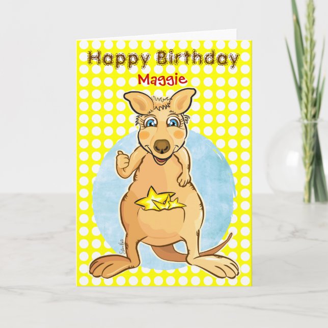 Coola Kangaroo Birthday - Bubblkort Kort (Framsida)