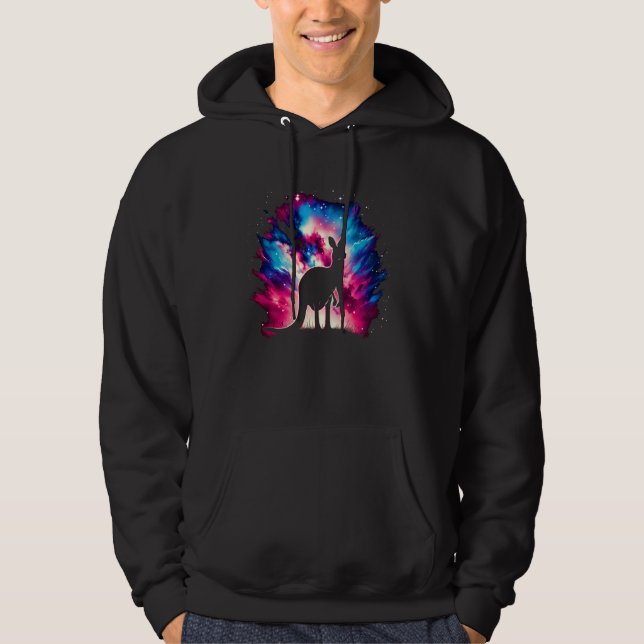 Coola Kangaroo Galaxy Graphic Space Art Hoodie (Framsida)