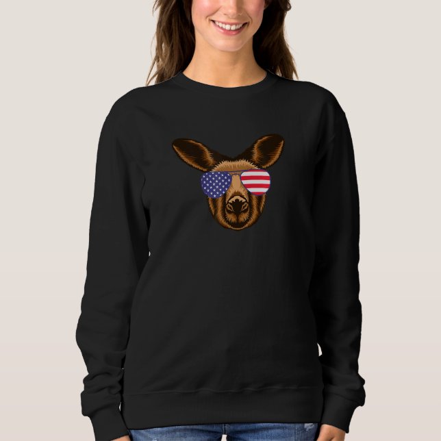 Coola Kangaroo Wearing USA flagga Sunglasses Us Am T Shirt (Framsida)