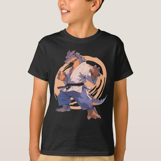 Coola karate blue draon Jiu-jitsu dragon T Shirt (Framsida)