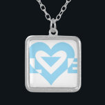 Coola Kärlek-grafik, blå Silverpläterat Halsband<br><div class="desc">En grafisk logotyp,  anpassningsbar. KÄRLEK blå.</div>