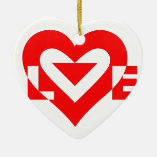 Coola Kärlek Graphic, Red Julgransprydnad Keramik