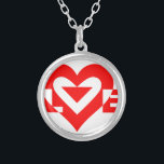 Coola Kärlek Graphic, Red Silverpläterat Halsband<br><div class="desc">logotypens utformning av anpassningsbarna. KÄRLEK i rött.</div>