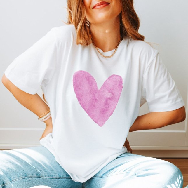 Coola Kärlek minimalistiskt vattenfärgsfärgat Rosa T Shirt (Skapare uppladdad)