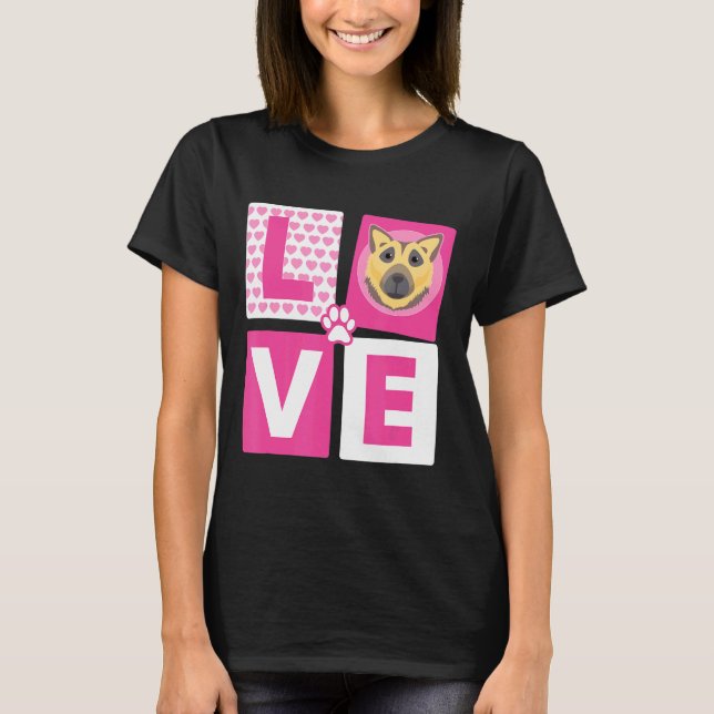 Coola Kärlek tyska shepherd for Hund T Shirt (Framsida)