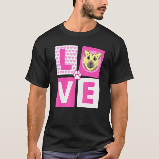 Coola Kärlek tyska shepherd for Hund T Shirt (Framsida)