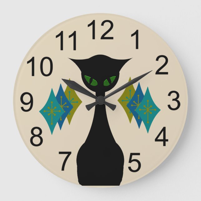 Coola Kat Mid Centres Modern Retro Wall Clock Stor Klocka (Framsida)