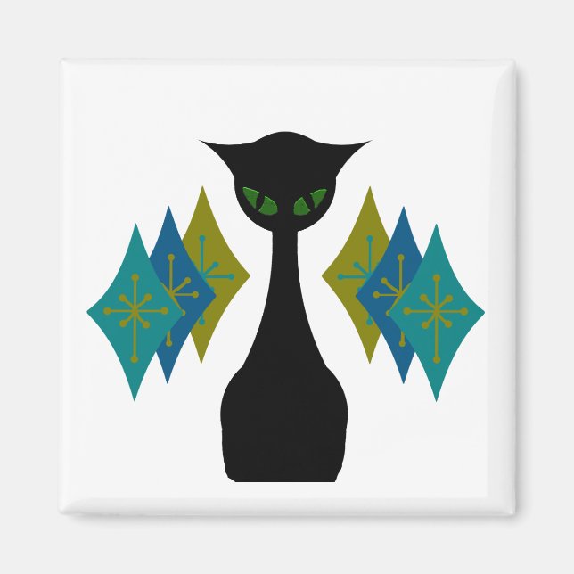 Coola Kat Mid Century Modern Retro-kylare Magnet (Framsidan)