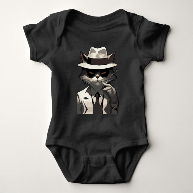 Coola Kat Noir: Suave och Mysterious Kattdjur T Shirt (Framsida)