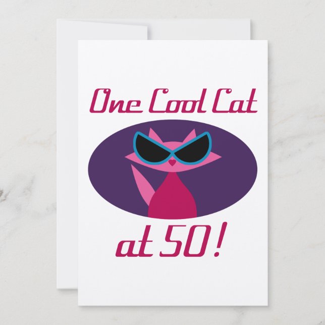 Coola Katt 50:e födelsedagen Kort (Framsida)