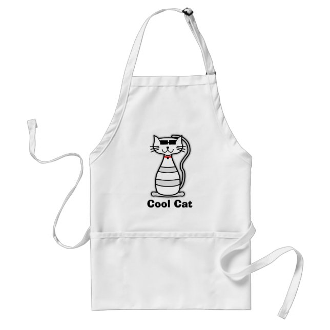 Coola Katt av söt tecknad med solglasögon Förkläde (Framsidan)
