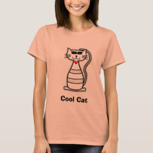 Coola Katt av söt tecknad med solglasögon T-shirt