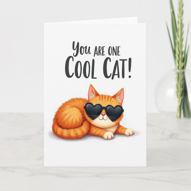 Coola katt farbrorsdags solglasögon-kort kort (Framsida)