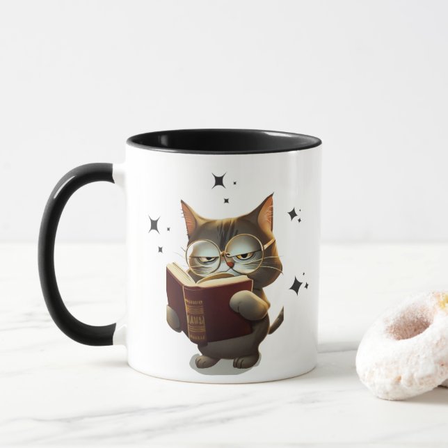 Coola Katt med glasögon, Bokar Mugg (Med munk)