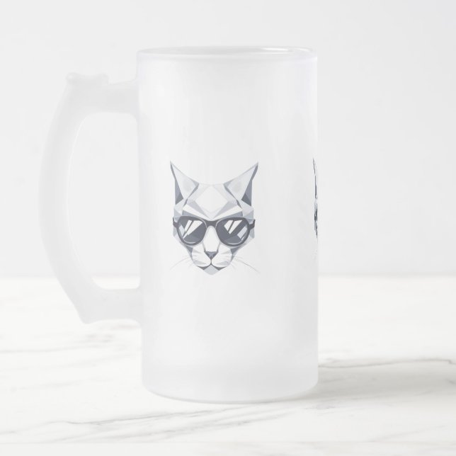 Coola Katt med solglasögon, fryst glas Mugg - 16 o (Vänster)