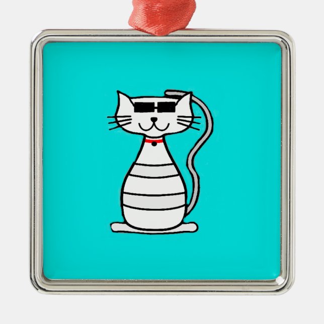 Coola Katt med solglasögon Julgransprydnad Metall (Framsidan)