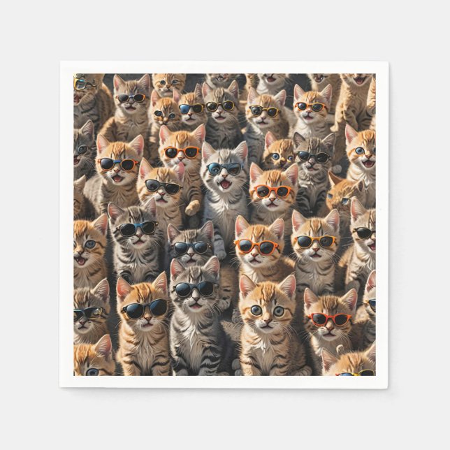 Coola Katt med solglasögon Pappersservett (Framsidan)