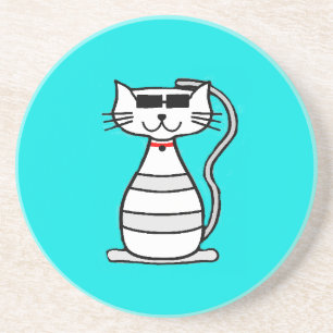 Coola Katt med solglasögon Underlägg Sandsten