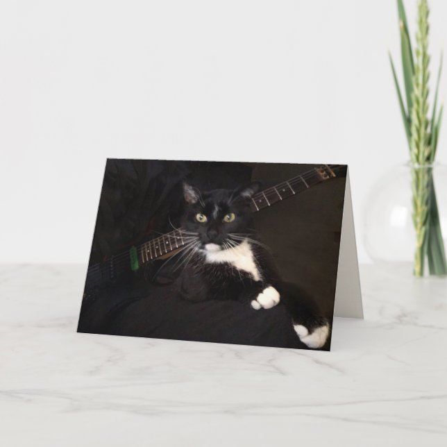Coola Katt- och Guitarfödelsedag Kort (Framsida)