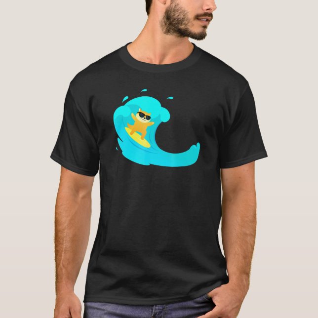 Coola Katt på ytläggningsvåg T Shirt (Framsida)