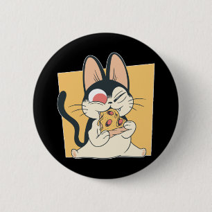 Coola katt pizzaälskare design knapp