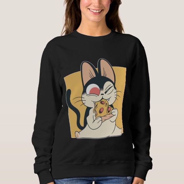Coola katt pizzaälskare design t shirt (Framsida)