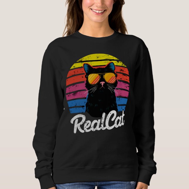 Coola Katt Retro Sunset Sunglass Black Cat Women's T Shirt (Framsida)