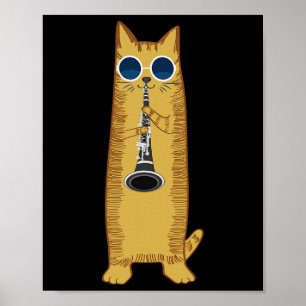 Coola Katt som spelar upp Clarinet Design Hippy Hi Poster