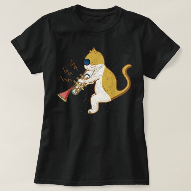 Coola Katt som spelar upp Clarinet Design Hippy Hi T Shirt (Design framsida)