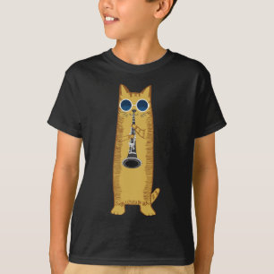 Coola Katt som spelar upp Clarinet Design Hippy Hi T Shirt