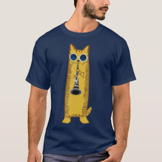 Coola Katt som spelar upp Clarinet Design Hippy Ka T Shirt